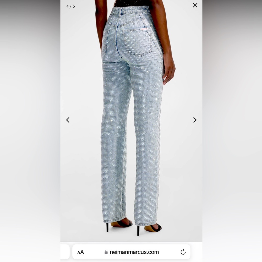 Self-Portrait
Rhinestone-Embellished Straight-Leg Denim Jeans